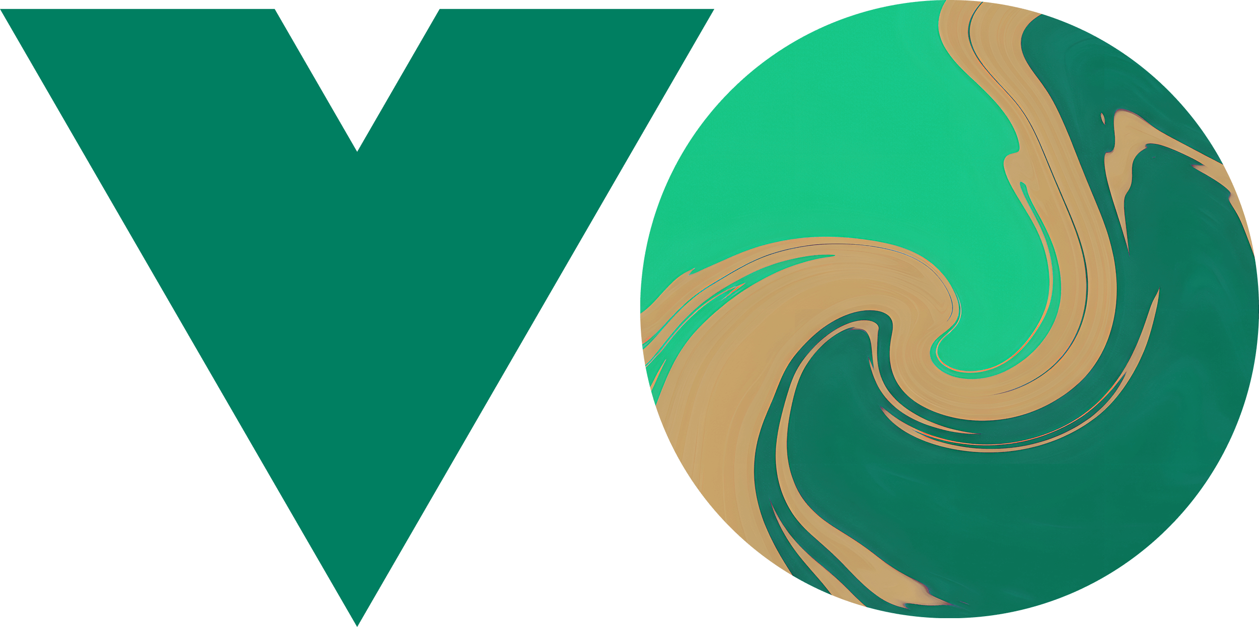 Vue Fes Japan 2025のメインビジュアル。VueをイメージしたVのシルエットと、日の丸をイメージした丸のシルエットが横に並んでいる。色は深い抹茶のような色をしており、丸のシルエットには金色の墨流し模様が描かれている。
